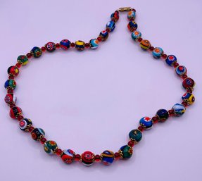 Vintage Italian Venetian Murano Millefiori Glass Bead Necklace