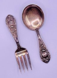 Pair Of Kirk & Son Sterling Silver Baby Fork And Spoon- 45.8 Grams