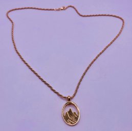 14K Yellow Gold Mountain Peaks Pendant And 14KT Chain- 9.6 Grams