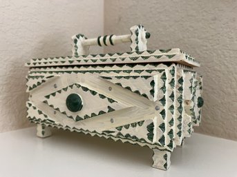 Green And White Inlay Wood Box