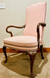 Vintage Ethan Allen Queen Anne Style Salmon Upholstered Chair