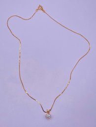 Gold Tone Chain With Cubic Zirconia Pendant