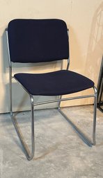 Pair Of Padded Blue Metal Chairs