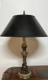 Brass Base Table Lamp With Black Shade