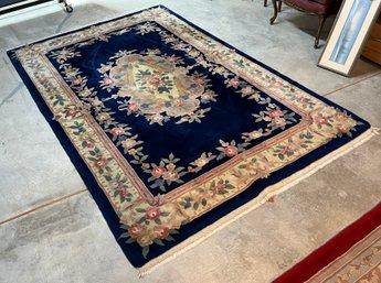 Blue And Cream Large French Aubusson Rug