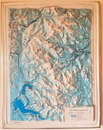 Kistler Graphics Rocky Mountain Topography Raised Map, Framed