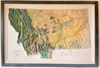 Kistler Graphics Montana Topography Raised Map, Framed