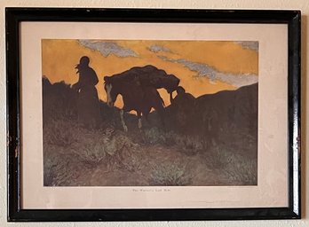 Framed Remington Art Print, The Warriors Last Ride