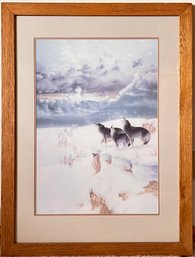 Donald Vann Framed Art Print Featuring Three Wolves In Winter