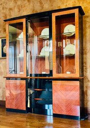 Made In Italy Art Deco Glass & Wood Display Cabinet Beauty Bar-CONTENTS ARE NOT INCLUDED.