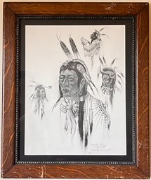 Woody Crumbo Signed And Numbered Framed Art Print - Wooden Lance