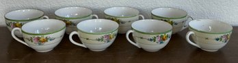Set Of 8 Vintage Hand Painted Glass Tea Cups