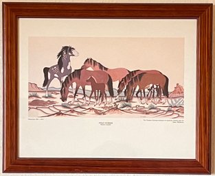 Woody Crumbo Framed Art Print - Wild Horses