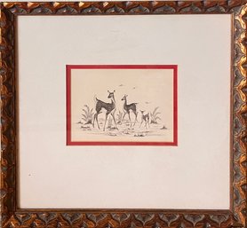 Woody Crumbo Framed Print Of Three Deer