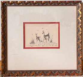 Woody Crumbo Framed Print Of Two Deer