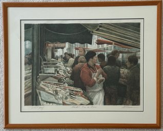 Framed Market, Rue De Buci Print Signed By Harold Altman