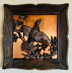 Copper-craft Guild Dart Carved Wood Qual Bird Overlay Square Hanging Artwork