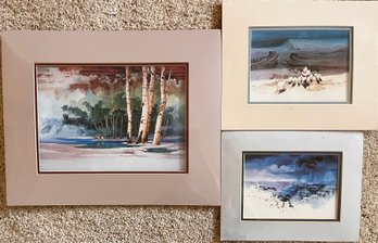 Three (3) Michael Atkinson Matted Art Prints Including 'Thunderstorm'