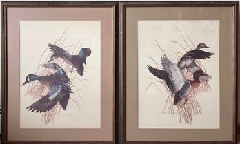 Two (2) Charles Murphy Framed Art Prints - Blue Winged Teal Duck And Green Winged Teal Duck