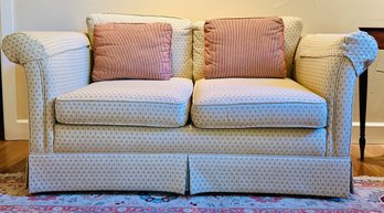 Custom Gold With Red Striped CushionsLoveseat Beige