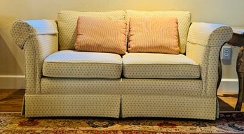 Custom Gold With Red Striped CushionsLoveseat Beige