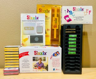 Sizzix Personal Die-Cutter, Storage Tower, Lot Of Dies Including Alphabet