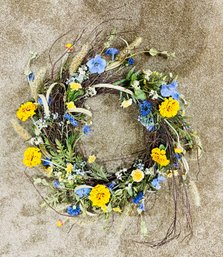 Yellow & Blue Flowers Wreath