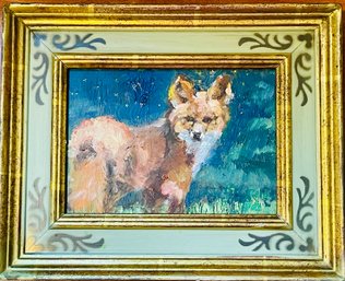 Framed Fox Oil Painting On Glass