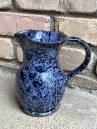 Blue Sponge Ware Pottery Vase