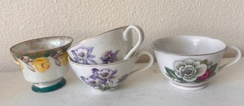 Collection Of Floral Teacups Including Pair Of Colorado Columbine