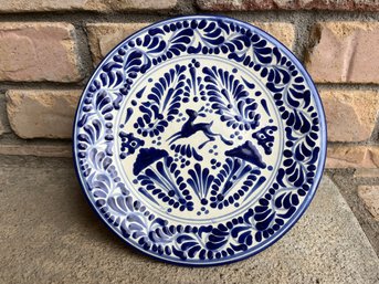 Puebla Classic Ceramic Blue And White Pottery Plate
