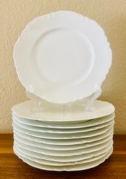 10 PC Haviland France White Embossed Porcelain Plates