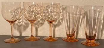 Small Grouping Of Pink Depression Drinking Glasses