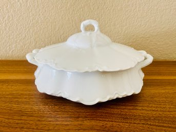 Haviland France White Embossed Porcelain Covered Vegetable Dish