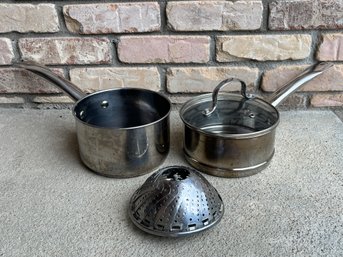Pair Of Denmark Pots And Strainer
