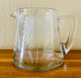 Vintage Small Etched Crystal Pitcher