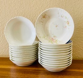 22 PC Lot Of Haviland France White Embossed Porcelain & Theodore Haviland Limoges France Floral Small Plates