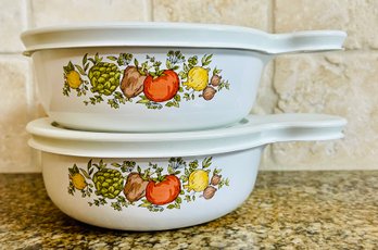 Duo Of Vintage Spice Of Life Corning Ware Grab It Bowls
