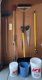 Assortment Of Garage Tools And Ice Melt