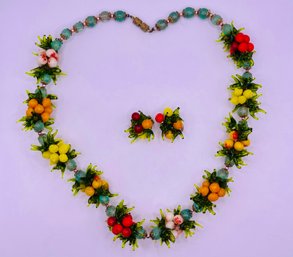 Vintage Murano Glass Fruit Salad Necklace, Made In Venice