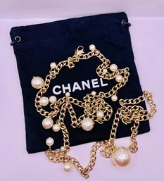 Vintage Chanel Pearl And Crystal Chain Belt