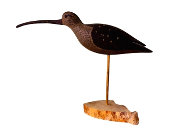 Signed, William E. Kirkpatrick - Carved Shorebird Bird Decoy