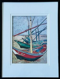 Vincent Van Gogh Framed Art Print Closeup Of Fishing Boats On The Beach