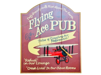 Flying Ace Pub Wood Plaque By Big Sky Carvers