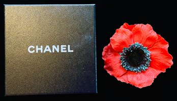 Vintage Authentic Chanel Poppy Brooch In Original Box
