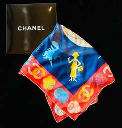 Vintage Authentic Chanel Silk Scarf In Original Box