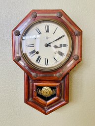 Antique Octagonal Regulator Wall Clock With Key