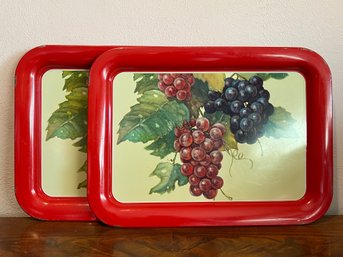 Twenty One Vintage Metal Trays With Fruit Design
