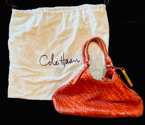 Authentic Cole Haan Burnt Orange Woven Leather Bag Including Dust Bag