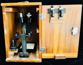 Bausch & Lomb Microscope, Accessories With Wood Box